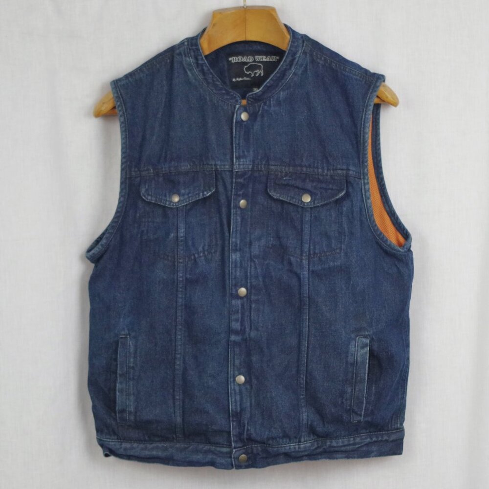 Men's Rugged Denim Biker Vest Size 2XL